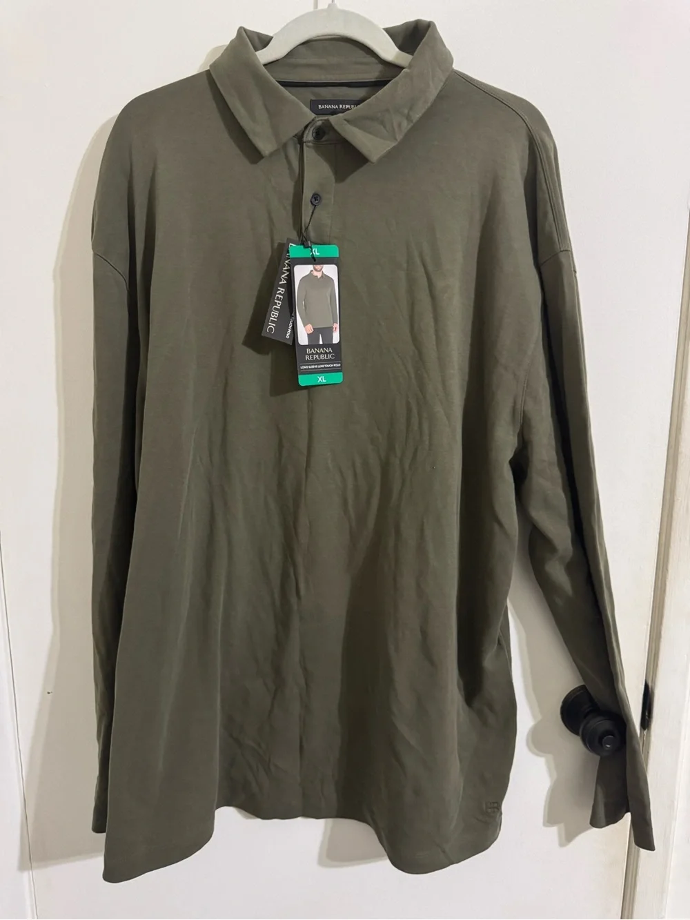 Banana Republic Olive Green Long-Sleeve Polo